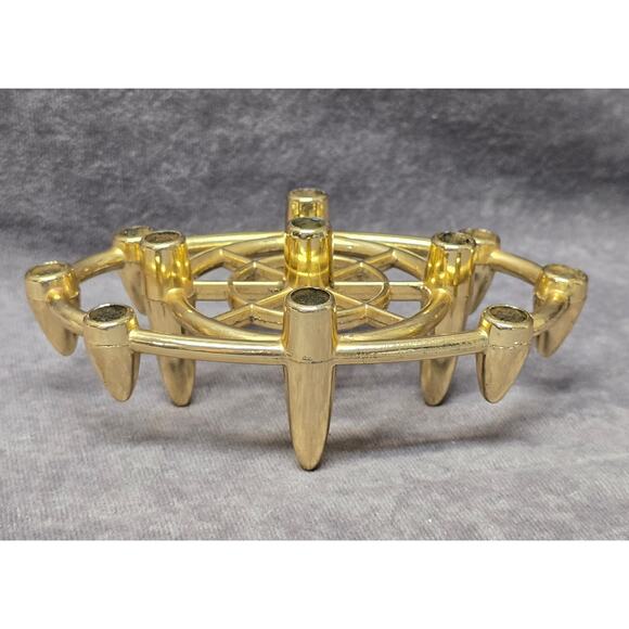 Mid Century Atomic Bullet Style Gold Metal Taper Candle / Pen Holder Faux Brass - Picture 1 of 12